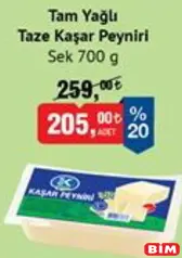 SEK TAM YAĞLI TAZE KAŞAR PEYNİRİ 700 G
